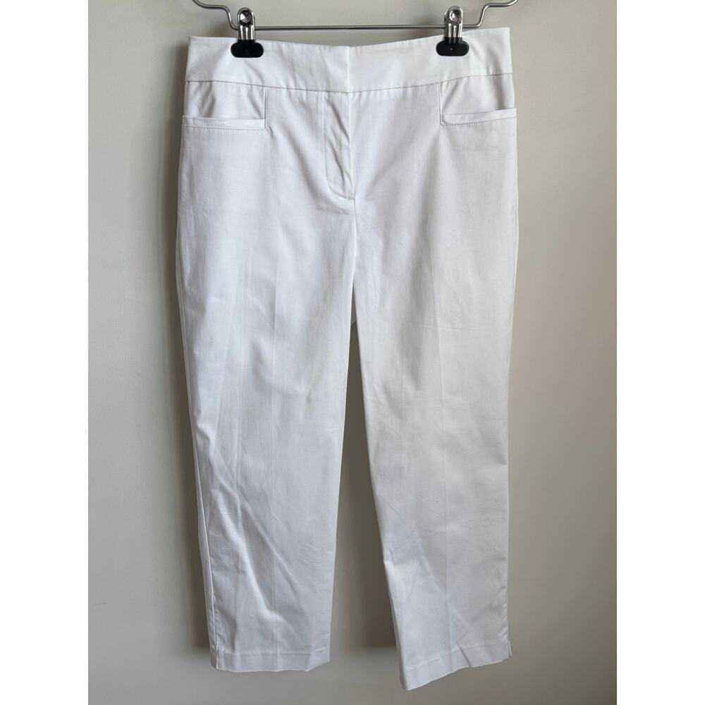 Ann Taylor Factory Cotton Blend Mid-Rise Straight Leg Trouser Pants White Size 4 - Picture 2 of 8
